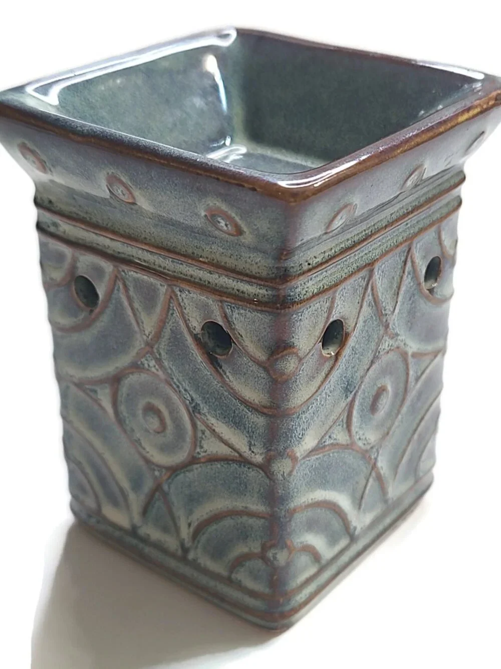 Scentsy LENORE Blue Brown Wall Plug In Mini Wax Warmer Aztec Geometric Retired